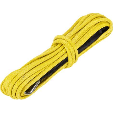 Corde synthétique de 15M, 7700LBS, cable de treuil de remplacement en Nylon pour Smittybilt SUV camion ATV UTVjaune (1/5)