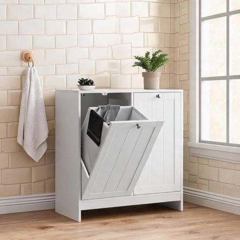 Meuble à linge blanc avec paniers amovibles 168 x 84 x 66 cm (1/5)