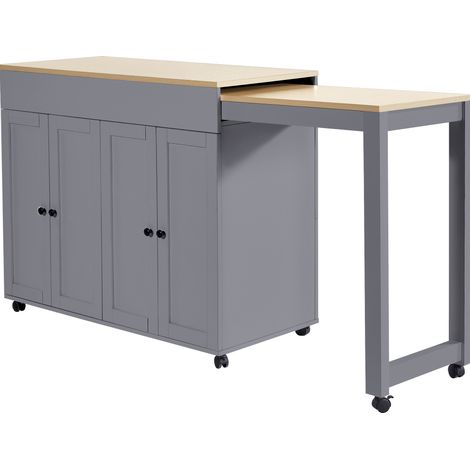 Mesa alta extensible con almacenamiento 117-180 x 50 x 94,6 cm gris MDF HOMVRA (1/5)