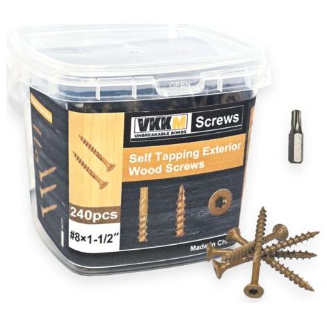 Vis pour Patio Brun Fauve à Rainure, 240PCS 81-1/2 - Assemblage Bois Extérieur, Terrasse/Abri Jardin, Facile à Visser, Idéale pour DIY