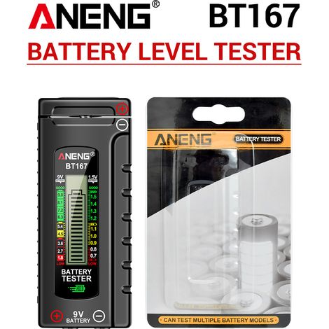 Testeur de batterie Niveau de détection Détection facile de poussée et de traction avec écran d'affichage numérique pour batterie D, pile bouton C AA AAA 1,2 V-4,8 V 9 V, mesure Li-ion 21700 16340 (1/5)