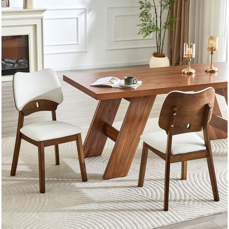 Lot de 2 chaises de salle à manger en bois massif avec assise rembourrée – assise 43 x 42 cm (1/5)