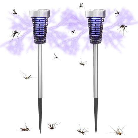 Lampe Solaire Jardin Anti Moustique – Répulsif à Insectes LED Étanche pour Extérieur Camping Piège Mouches Éclairage Décoratif 2X (1/5)
