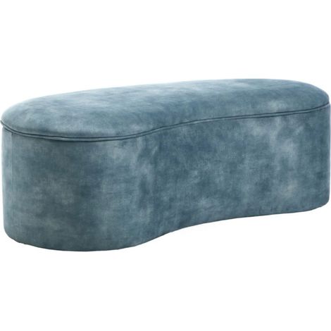 Pouf coffre NYJY en velours – Bleu – 120 x 40 x 50 cm (1/5)