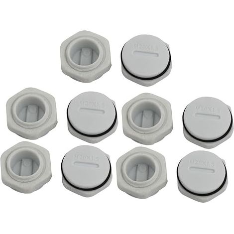 sourcing map M20 Nylon Capuchon Presse-étoupe Rond Couvercle À Visser Gris Avec Rondelle (1/3)