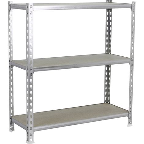 SimonRack Scaffale Portaoggetti, 900x1200x400 mm, 3 Ripiani in Legno, Portata 200 kg per Ripiano, Scaffale da Garage, Zincato/Legno – Maderclick