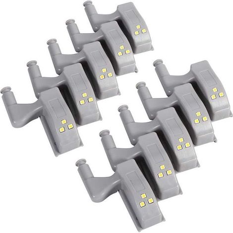 10 Pièces Lampe LED à Charnière Universelle, Applique Murale et Veilleuse LED Encastrable, Éclairage pour Armoire, Placard, Cuisine, Escalier, Blanc Froid (1/5)