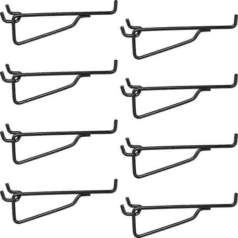 Crochets pour étagère à panneaux perforés, lot de 8 crochets utilitaires en métal de 15 cm, organisateur pour panneau perforé d'atelier, garage, atelier d'artiste ou bureau. (1/4)