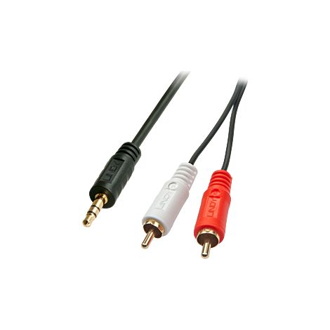 Câble de raccordement LINDY 35685 Cinch-RCA / Jack audio [2x Cinch-RCA mâle - 1x Jack mâle 3.5 mm] 10.00 m noir (1/5)