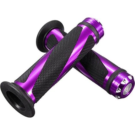 CNC Aluminium 7/8 Guidon Moto Poignées De Main en Caoutchouc-Violet