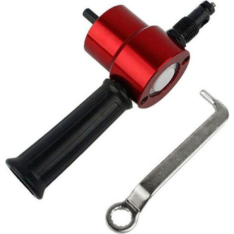 Coupe-tôle grignoteuse Coupe-tôle à double tête Accessoire perceuse grignoteuse pour la coupe droite de courbes et de cercles, modèle : rouge - modèle : rouge (1/5)