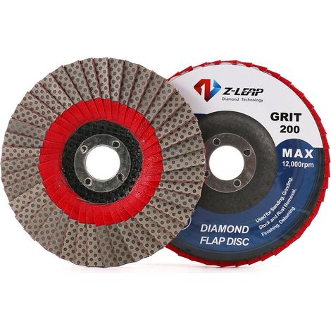 Meules abrasives de 100 mm grain 200 pour meuleuse d'angle, disque de ponçage diamant avec arbre de 1,6 cm (1/5)