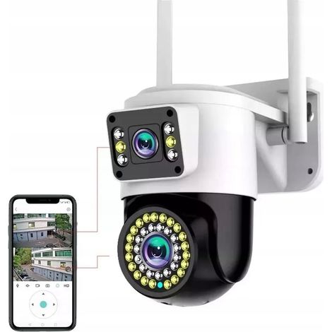 Doppia telecamera IP smart wifi per esterni, orientabile, 4K 4MPX, rilevamento allarme. (1/5)