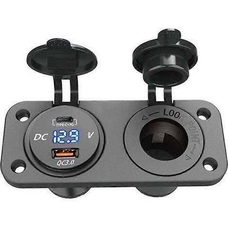 Prise de charge USB Type-C 12 V et QC3.0 pour voiture, bateau ou bateau. (1/5)