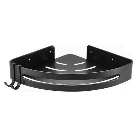 BUNTHAUS Badezimmer-Trennwand, Eckregal für Badezimmer, Dusche, mit 2 Haken, Badezimmer-WC-Aufbewahrung, Organizer, Badezimmer-Hardware-Sets (1 Stück, Schwarz, 30,5 x 22,5 x 4,5 cm) (1/3)