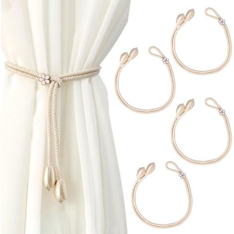 4 fermatende da 48 cm,corde per tende con fibbia,decorazione d'interni,decorazione per finestre,belli e alla moda (beige) (1/5)
