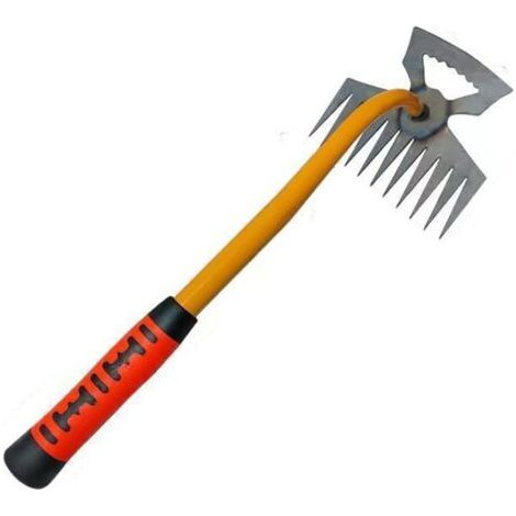 Désherbeur Manuel, Extracteur Racines Pro 11 Griffes INOX - Désherbeur Manuel à Long Manche (35.5cm) pour Pissenlits et Herbes Tenaces avec Manche en Caoutchouc (1/5)