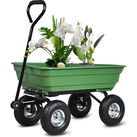 Garden cart with steel frame and 25.4 cm tires, 136.1 kg capacity, black (1/5)