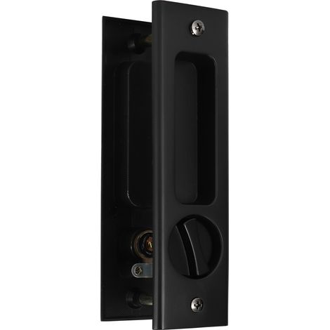 Ensemble de poignées et de verrous en alliage de zinc pour porte coulissante de salle de bain, balcon ou armoire - Quincaillerie noire (1/5)