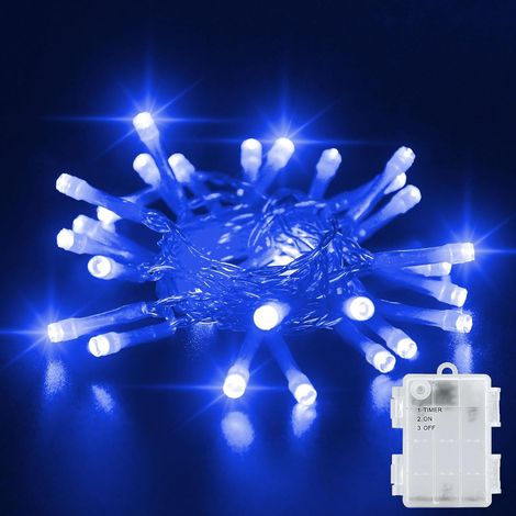 1 Guirlande lumineuse, 3m, 30 LED bleu, minuterie 6h, fil cuivre, étanche IP65, intérieur extérieur (1/5)