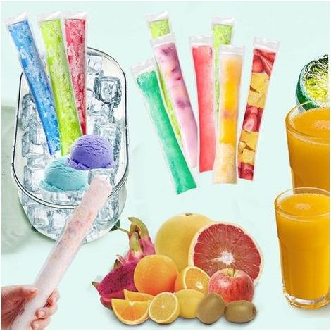 200 selbstgemachte Eisbeutel – Eisformen – BPA-frei – mit Trichter – geeignet für Joghurt, Süßigkeiten, Eiscreme und Gastgeschenke – 6 x 22 cm (1/5)