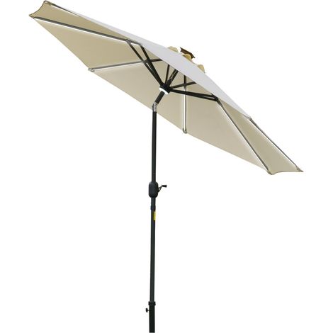 Ombrellone da Giardino con Luci LED a Pannello Solare Ø2,66m in Metallo e Poliestere Bianco Crema (1/5)