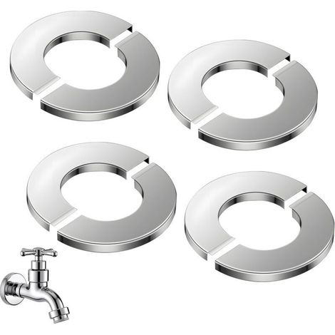 Lot de 4 Chromées Rosasse Ouvrante Robinetterie, 26 mm Inner Diameter Cache-Tuyaux en Acier Inoxydable Divisés en Deux Parties pour Protection des Tuyaux Tuyau de Douche Cuisine Salle de Bain