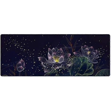 Tapis de souris de bureau grand format - 400 x 900 x 5 mm, verrouillable, 2 motifs lotus (1/2)