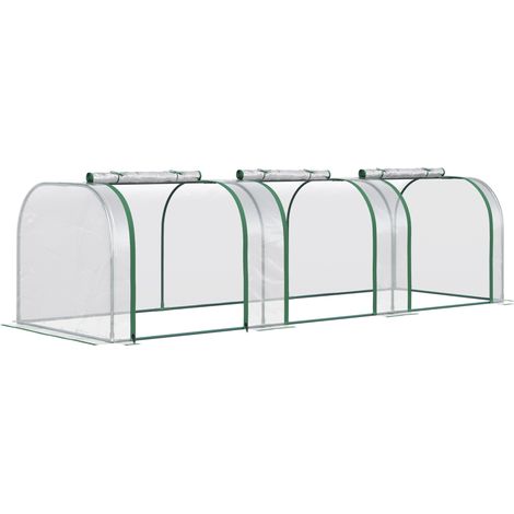 Invernadero túnel de PVC transparente con puerta y 3 ventanas, 295 x 100 x 80 cm (1/4)