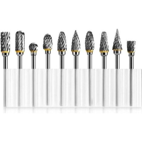 10-teiliges Set aus Hartmetall-Rotationsfräsern, doppelseitig, 1/8" (3,2 mm) für Holzbearbeitung, Metallpolitur, Gravur und Bohren