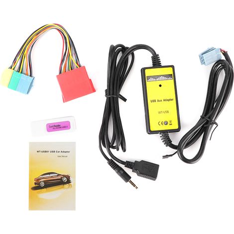 GARRYFIZH Adaptateur changeur de CD 8 broches 20Hz-20KHz MP3 USB Audio Interface AUX de voiture adapté pour siège (1/5)
