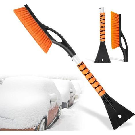Spazzola da neve e raschietto per ghiaccio 2 in 1 staccabili - Manico ergonomico in schiuma da 68,5 cm per una pulizia senza sforzo - Universale per auto e camion (1/5)