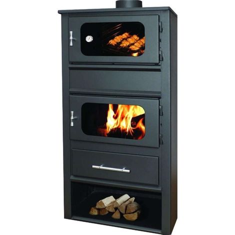 Stufa a Legna e Carbone con Forno idro in Acciaio 10,8 kW Con Termostufa Caldaia (1/6)