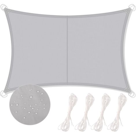 Voile d'ombrage rectangulaire imperméable à l'épreuve du vent et de l'ombre en tissu Oxford, protection contre les rayons UV, avec cordes, respirante, pour jardin, patio, extérieur, sable, 2 x