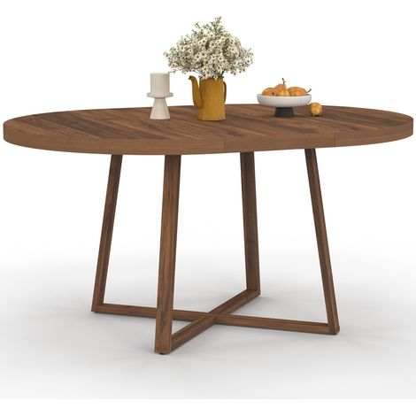Ausziehbarer runder Esstisch SELMA 4-8 Personen Walnuss 110-150 cm