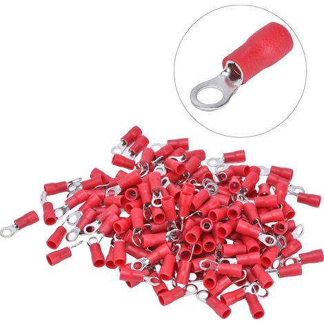 150 cosses à sertir pré-isolées en cuivre et PVC, connecteurs de fils à anneau pour machines, calibre AWG 14-12