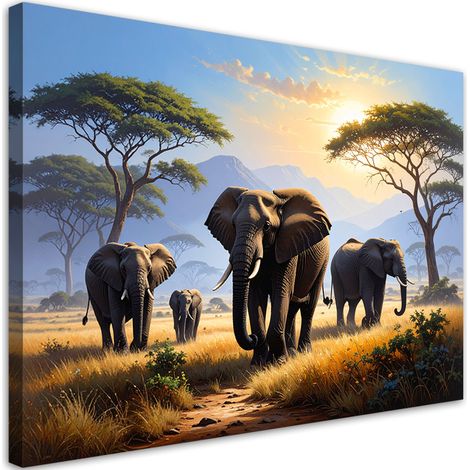 Bild auf Leinwand Afrikanische Elefanten Savanne Tiere 30x20 (1/5)