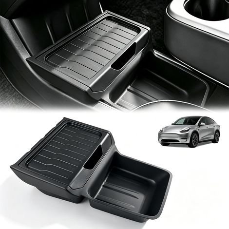 Organisateur Console Centrale Tesla Model Y – Plateau Rangement TPE, Couvercles (1/5)