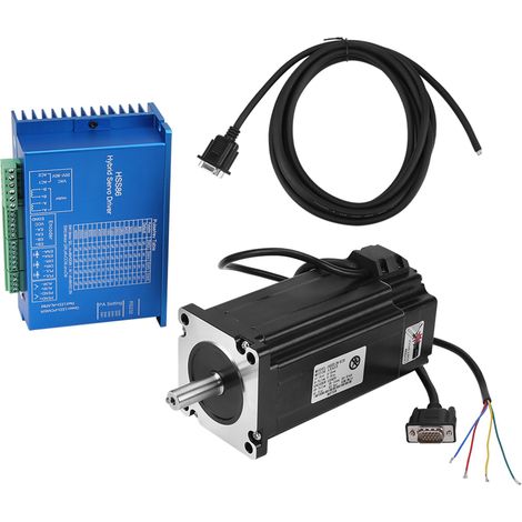Moteur pas à pas hybride NEMA34 12Nm, variateur HSS86 servo boucle fermée, vitesse 0-3000 tr/min, couple élevé, usage industriel CNC. (1/5)