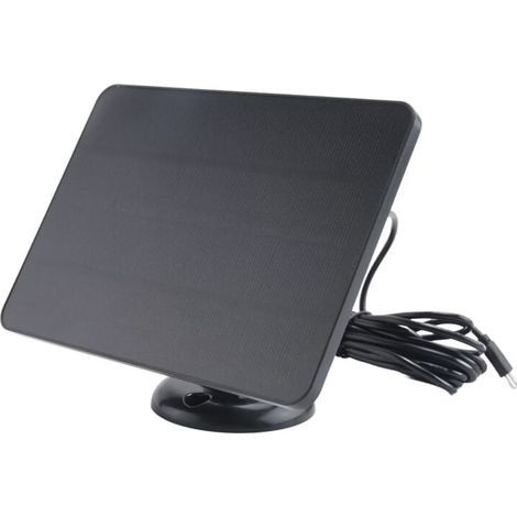 Cargador solar impermeable de 10 W para cámaras de seguridad domésticas, alimentado por células solares con cable de carga, color negro. (1/4)