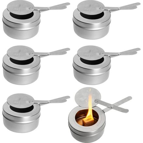 6 Pièces Récipients en Acier Inoxydable à Pâte Combustible, Réchaud à Fondue avec Couvercle, Brûleur pour Chafing Dish et Buffet, Brûleur pour Maintenir Les Plats Chauds (1/5)