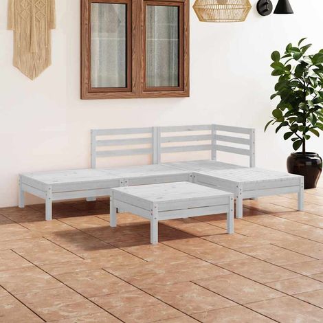 vidaXL Juego de muebles de jardín 5 piezas madera maciza pino blanco (1/4)