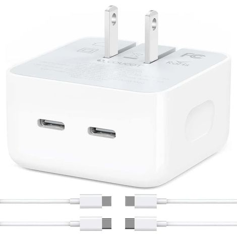 Chargeur Secteur 35W PD Rapide Double Port USB-C pour iPhone 14, Bloc d'Alimentation (1/5)
