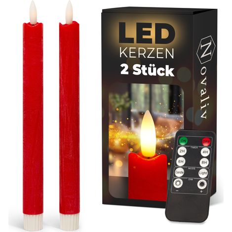 2x Novaliv LED Kerze  Echtwachskerzen Rot (1/5)