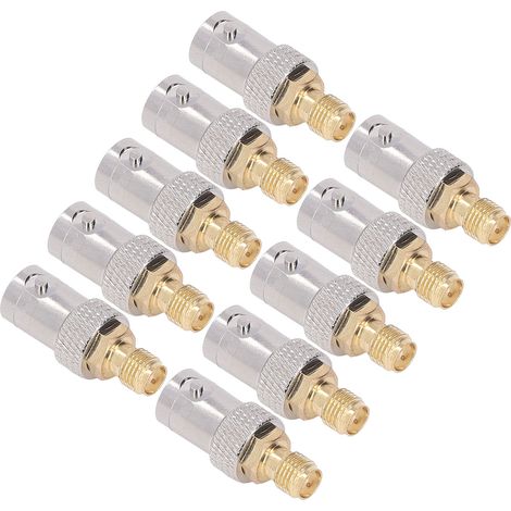 10 adaptateurs RF coaxiaux SMA femelle vers BNC femelle, connecteurs coaxiaux pour ligne, kit de 10 pièces, raccord fileté, compatible câbles et antennes (1/5)