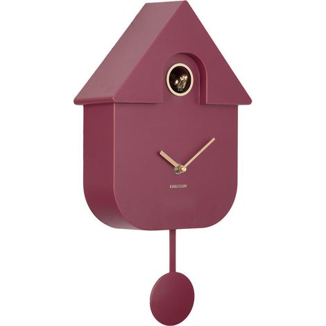 Orologio da Parete Modern Cuckoo Dark Mauve e Oro Karlsson