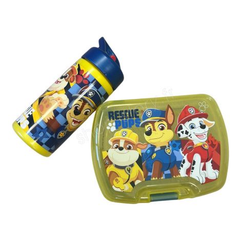Set Repas Enfant PatPatrouille avec Boîte à Gouter et Gourde 420ml Plastique Jaune pour Ecole et Sorties (1/3)