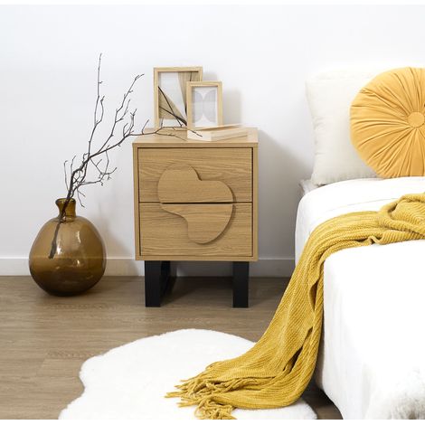 Table de Chevet - HOME DECO FACTORY - Calypso - Pratique - Moderne - Marron et Noir (1/5)