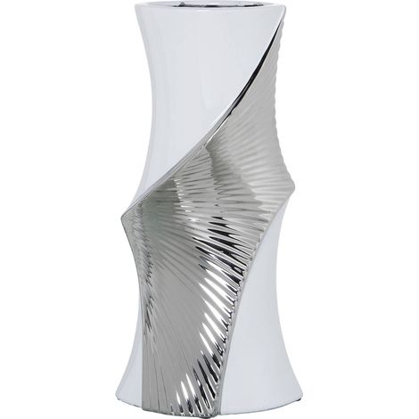 Vase en céramique blanc élégant pour déco moderne - Blanc argenté moderne et épuré (1/3)