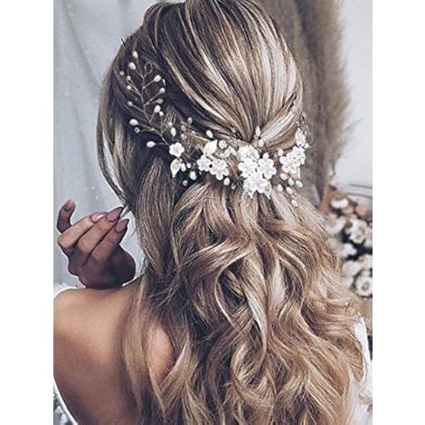 Accessoire de coiffure pour mariée : bandeau et perles, ornement floral pour femmes et filles.